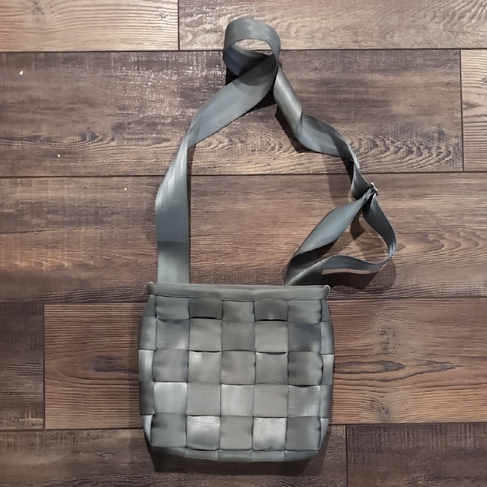 Gray Woven Crossbody Bag